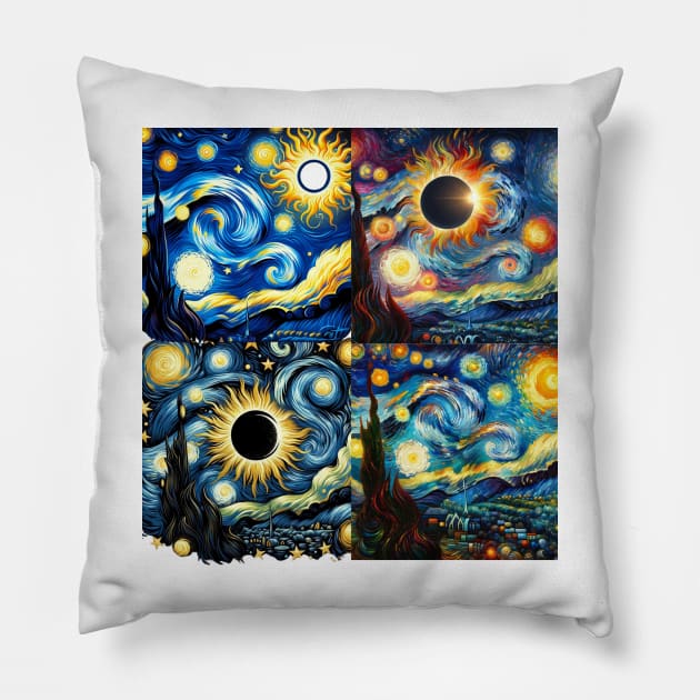 Eclipse Shirt 2024 Eclipse Tshirt Van Gogh Eclipse Shirt April 8 2024 Tee Eclipse 2024 Funny Astronomy Gift Solar Eclipse Pillow by HoosierDaddy