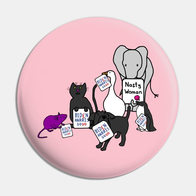 Animals with Biden Harris Signs Supporting Kamala Harris Pin by ellenhenryart