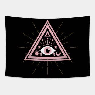 All Seeing eye black pink Tapestry