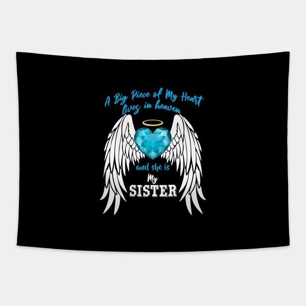 Sister in Heaven, A Big Piece of My Heart Lives in Heaven Tapestry by The Printee Co