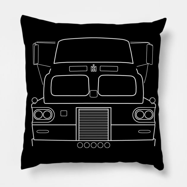 International Harvester Sightliner classic truck white outline graphic Pillow by soitwouldseem