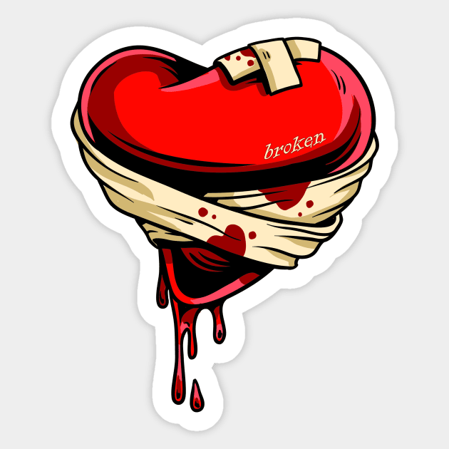 Broken heart bleeding bandaged - Broken Heart - Sticker