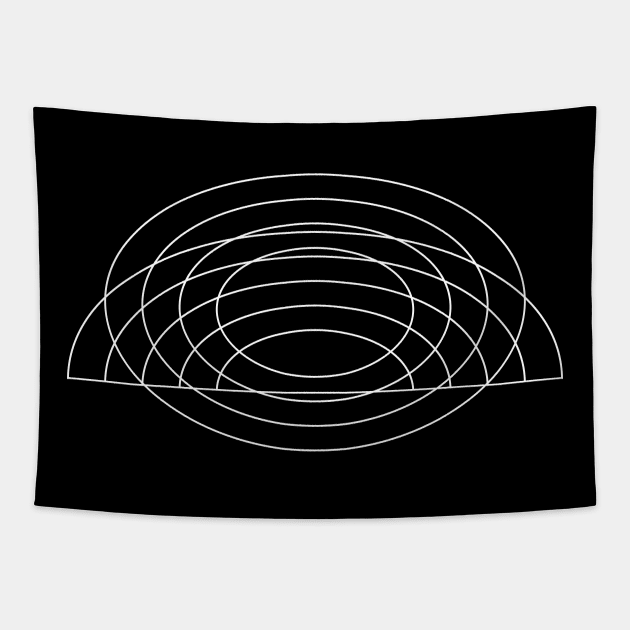 Minimal Ellipse Rainbow Geometric Line Drawing Tapestry by ellenhenryart