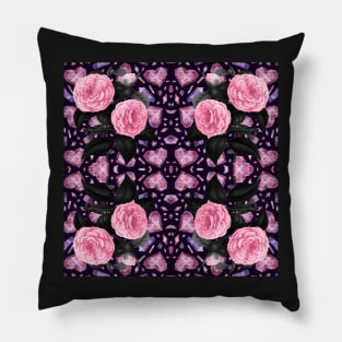 Crystal Hearts and Flowers Valentines Kaleidoscope pattern (Seamless) 4 Pillow