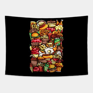 Food Doodle Illustration Tapestry