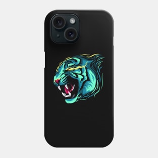 Fire tiger blue Phone Case