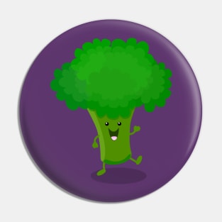 Cute kawaii dancing broccoli cartoon illustration Pin