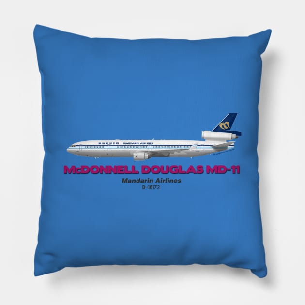 McDonnell Douglas MD-11 - Mandarin Airlines Pillow by TheArtofFlying