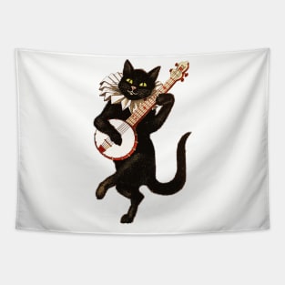 Vintage Cat Playing Banjo Tapestry