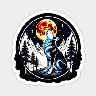 wolf howling at moon gift ideas tees hoodies and more Magnet