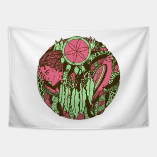 Pink and Mint Dream Falcon Tapestry