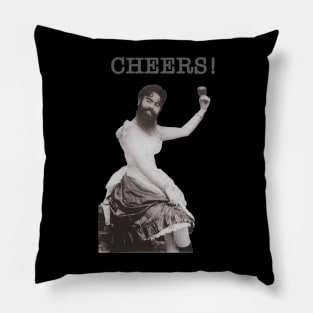 Bearded Lady Toasting "CHEERS!" Pillow