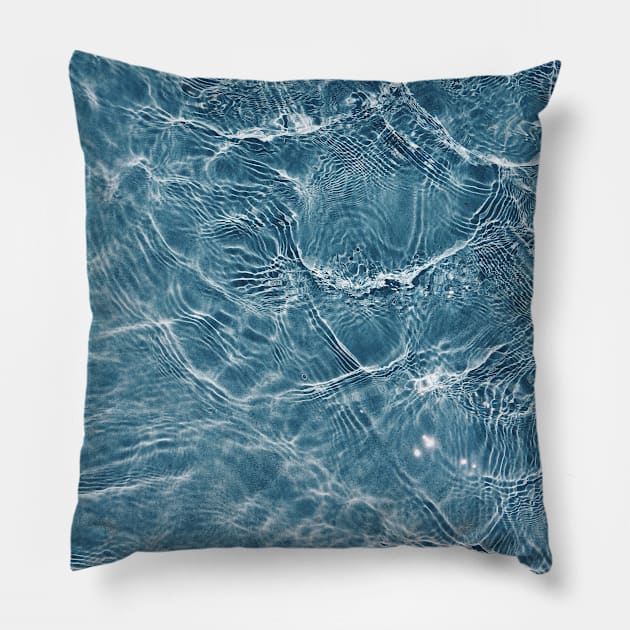 Photograph of water in blue swimming pool Pillow by keeplooping