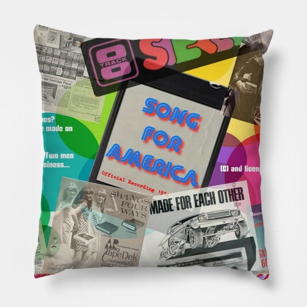 Song For America - 3 - Retro Collage Pillow by Beanietown Media Designs