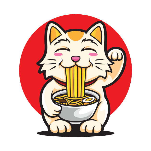 Lucky Ramen Cat by lldesigns