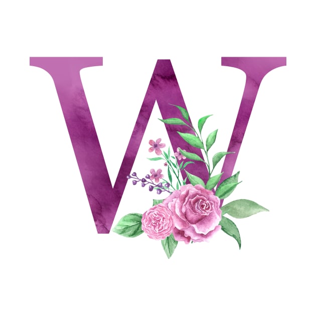 Floral Monogram W Beautiful Rose Bouquet by floralmonogram