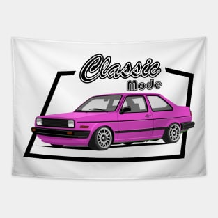 Car sedan in classic mode pink Tapestry