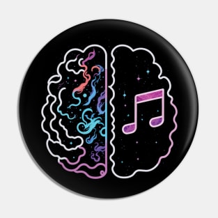 Musician Brain With Music Notes And Galaxy Stars Pin