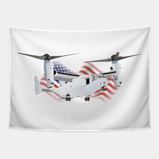 Osprey Convertiplane Aircraft with American Flag Tapestry