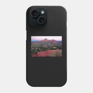 Looking down on Sedona from Airport Mesa Sunrise Phone Case