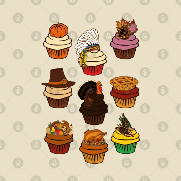 Thanksgiving Mini Cupcakes by Glenn Landas Digital Art