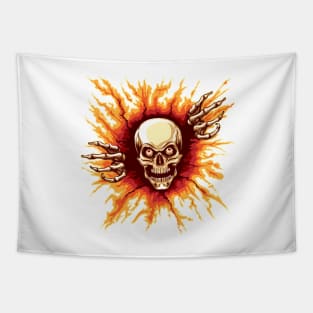 Skull Rising from Hell Vector Illustration Tapestry