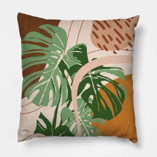 Mid Century Modern Modern Plant, Abstract Botanical Illustration Pillow