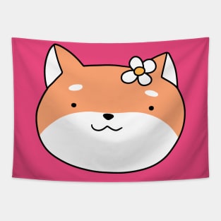 Flower Shiba Face Tapestry