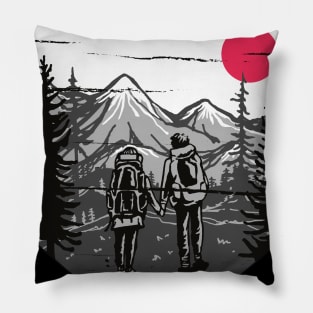 Hiking Couple Heart - Hiking Tshirt Pillow