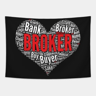 Broker Heart Shape Word Cloud Design Real Estate Agent product Tapestry