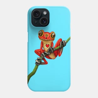 Red Day of the Dead Sugar Skull Tree Frog Phone Case