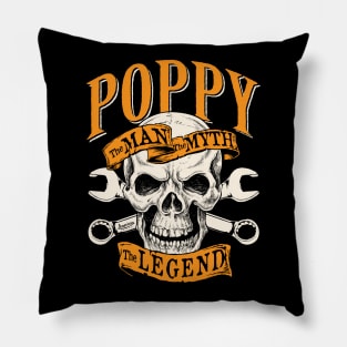 Poppy the man the myth the legend, skull and wrench Pillow