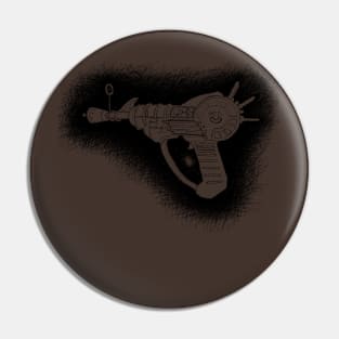 Zombies Black Sketchy Ray Gun on Brown Pin