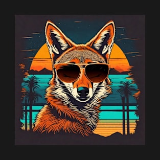 Cool coyote wearing sunglasses in the sunset T-Shirt