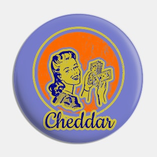 Cute and Funny Cheddar Vintage Design Pin