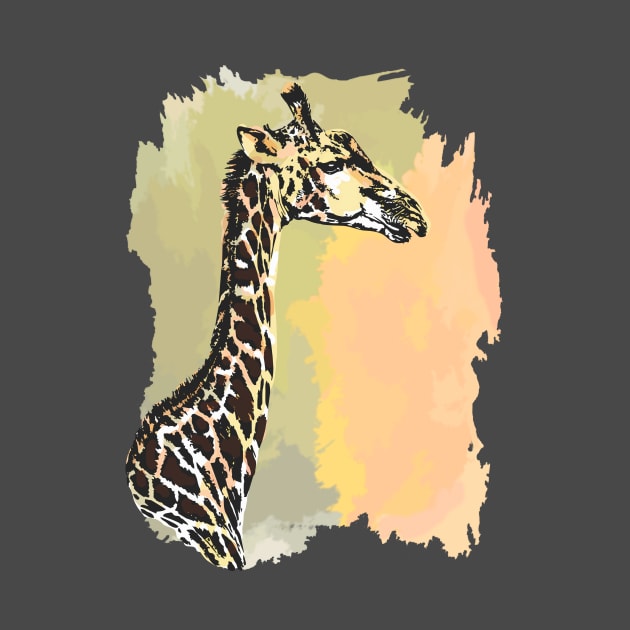 Giraffe Line & Wash Watercolor Painting for Giraffe Fans by scotch