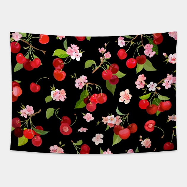 Cherry Pattern 2 Tapestry by B&K