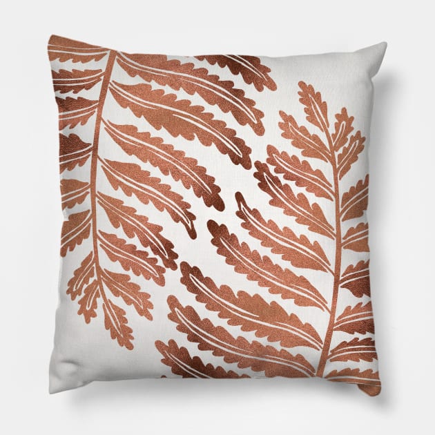 fern leaf rose gold Pillow by CatCoq