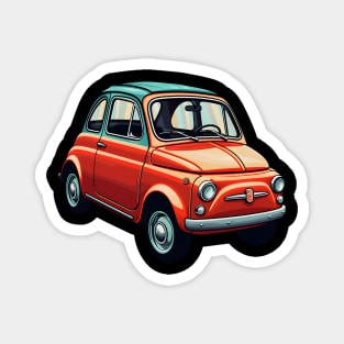 Retro Charm of a Red and Orange Fiat 500 Magnet