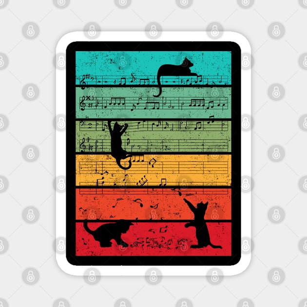 Cute Cat Kitty Music Notes Colorful Musician Clef Magnet by irvtolles