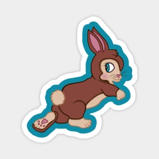 Running Brown and Tan Easter Bunny Rabbit Magnet