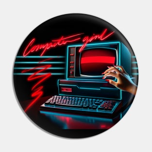 80s COMPUTER GIRL Pin