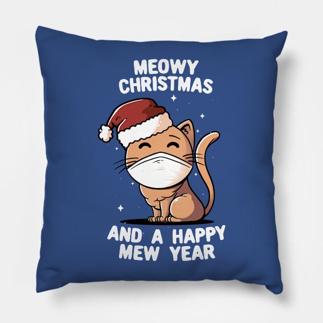 Meowy Cat Christmas and Happy Cat Year - Cute Funny Xmas Gift Pillow by eduely