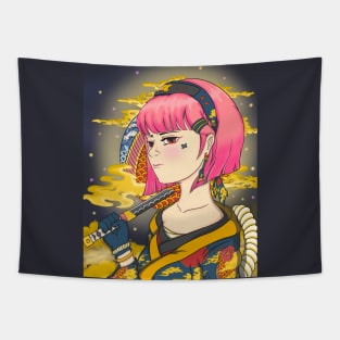 Japan golden cloud kimono girl Tapestry