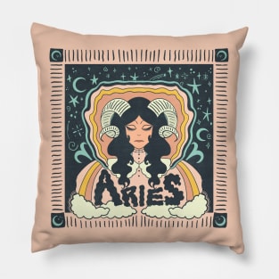 Retro Aries Psychedelic Bandana Pattern Pillow