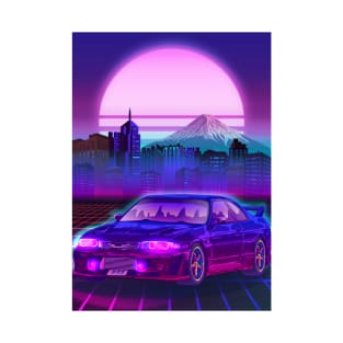 Skyline Gtr R33 cityscapes Fuji Vaporwave T-Shirt