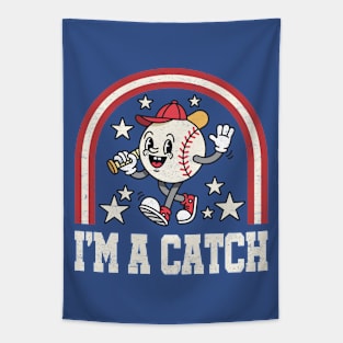 I'm A Catch - Vintage Baseball Humor Tapestry