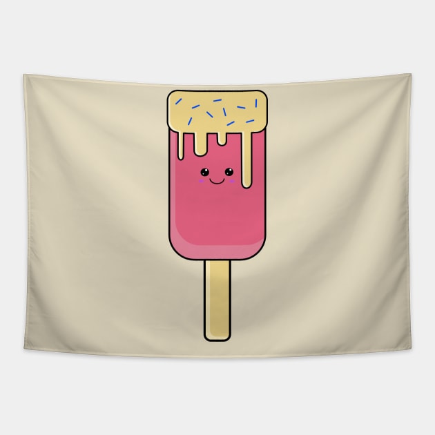 Cute Kawaii Paleta Ice Cream Tapestry by KawaiinDoodle