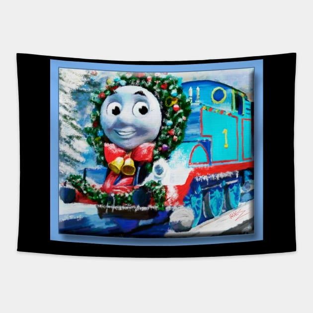 Christmas Thomas the tank engine Tapestry by jsart2020