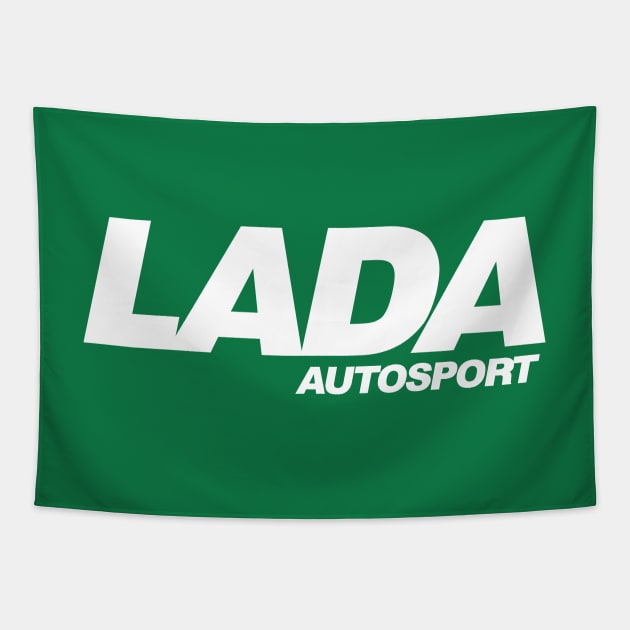 Lada Autosport logo (white) Tapestry by GetThatCar